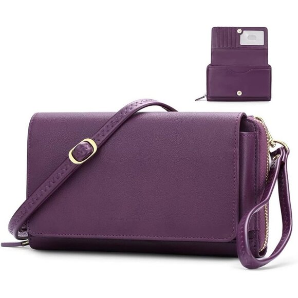 Handbags - Women’s 13-purple Leather Imported Zipper Purses Crossbody Bag